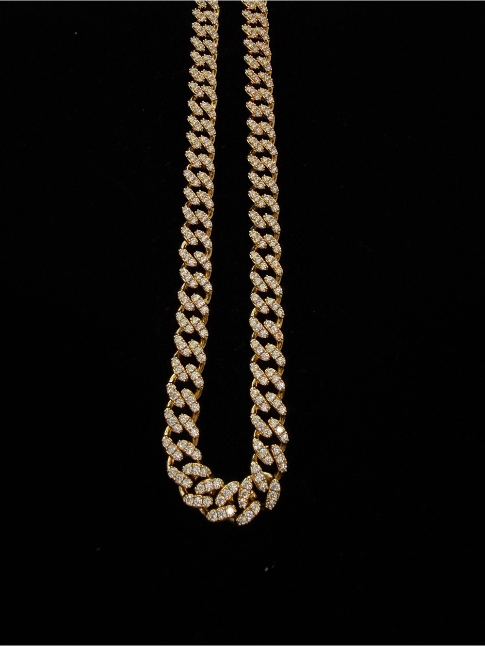 Gold Crystal Paved Cuban Link Necklace - Women Jewelry